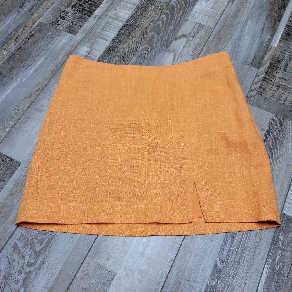New H&M Divided Orange Linen Mini Skirt Size 2